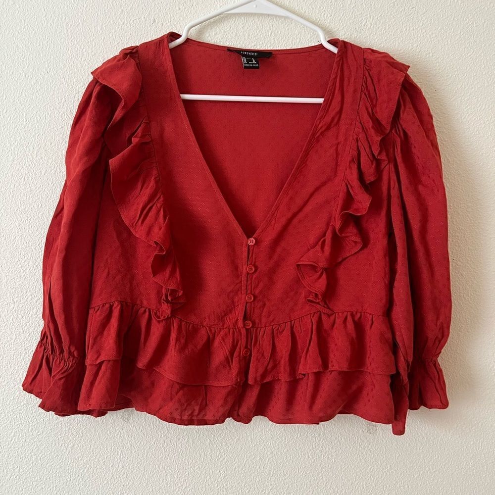 FOREVER 21 ruffled Women Shirt size M